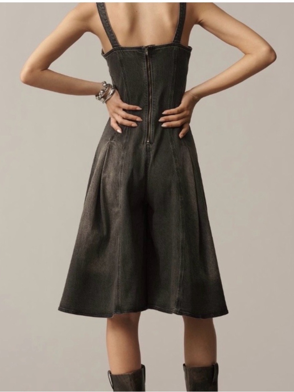 Anthropologie Pilcro Charcoal Sleeveless Denim Midi Jumpsuit - Picture 3 of 11